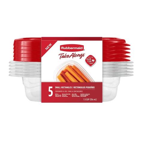 Contenedor Rubbermaid Take Alongs Rectangular Pequeño 5 Piezas Rojo