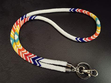 Teacher Beaded Lanyard Native America Badge Holder Id Card Etsy