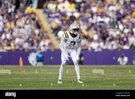 Lsu Defensive Back Major Burns 8 Lines Up For The Snap During An Ncaa