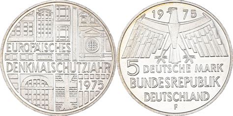 République fédérale allemande 5 Mark 1975 F Monnaie Stuttgart Germany