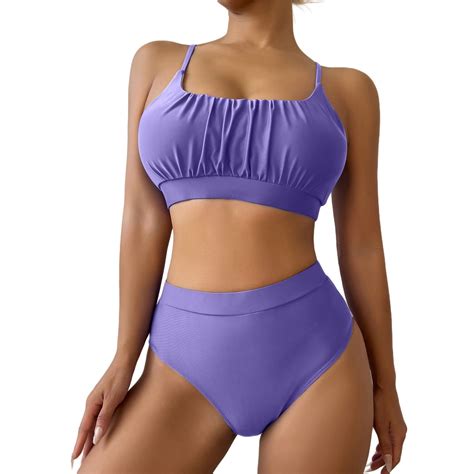 Msjuheg Strapless Bathing Suits For Women Halter String High Waisted Bikini Sets For Women Tie
