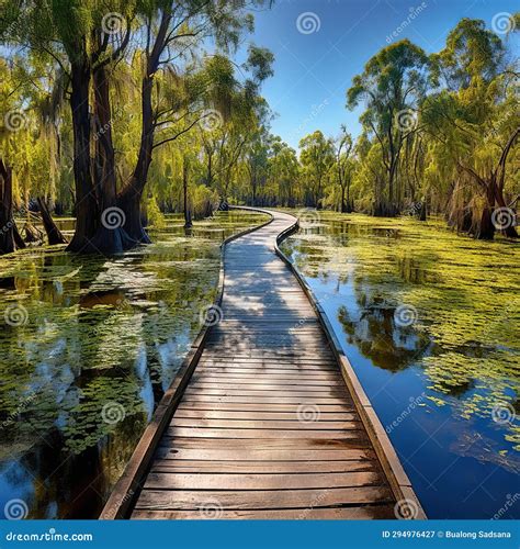 Boardwalk Through Melaleuca Made With Generative Ai Illustration