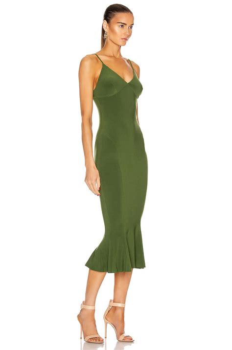 Norma Kamali For FWRD Slip Fishtail Midi Dress In Oliva FWRD