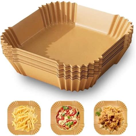 50 Pièces Papier Cuisson Air Fryer 16Cm Carré Papier Sulfurisé Pour