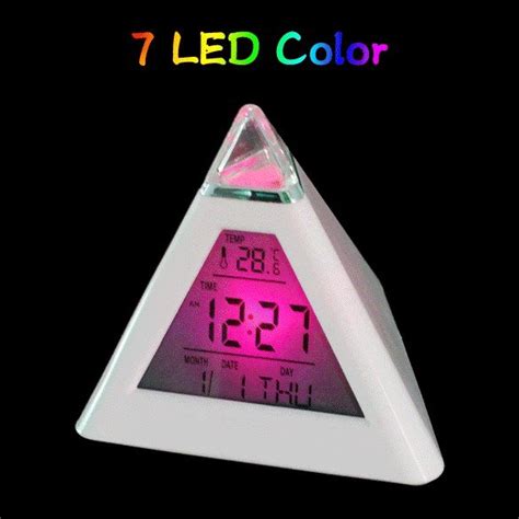 Купить 7 LED цвет пирамида цифровой ЖК-будильник термометр #nk032 в ...