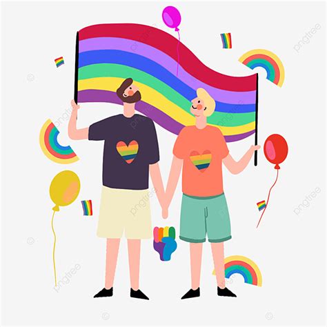 Gay Rainbow Clipart Transparent Background Cartoon Hand Drawn Rainbow Moon Balloon Gay