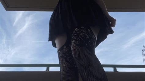 Girl Tries To Hold Her Pee In Sexy Lingerie Fishnets High Heels Omorashi Peeing Upskirt