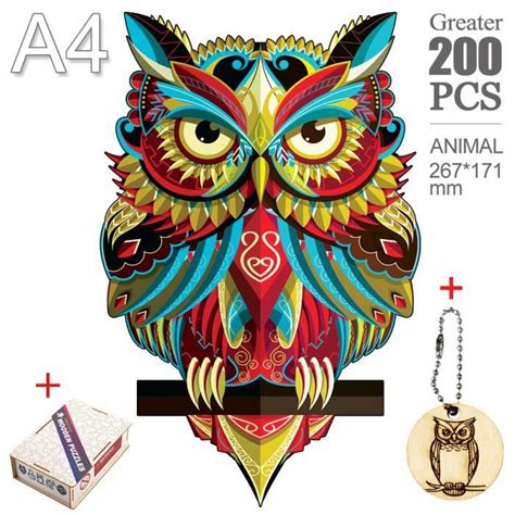 MTY 12 A4 Puzzle Animal En Bois 3d Unique Puzzle Hibou Mystérieux