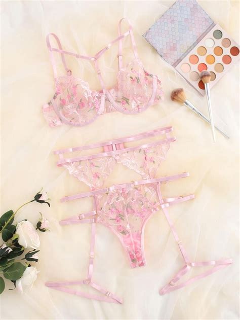 Floral Embroidery Mesh Underwire Lingerie Set Artofit