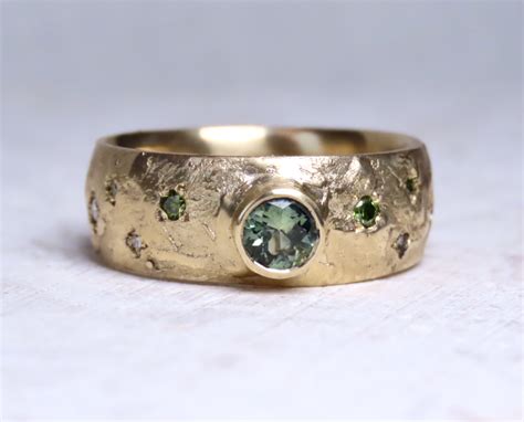 Relic Ring Green Sapphire Diamonds Debra Fallowfield Makes Custom