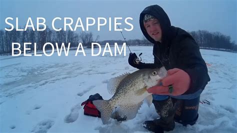 Ice Fishing Below Dam Catching Slab Crappies In Wisconsin YouTube