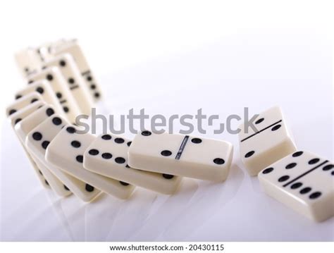 Line Dominos Falling Down After Being Stock Photo Edit Now 20430115