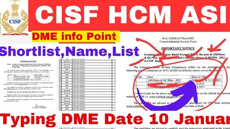 Cisf Hcm Asi Typing Date Medical Test Cisf Hcm Asi Steno Results