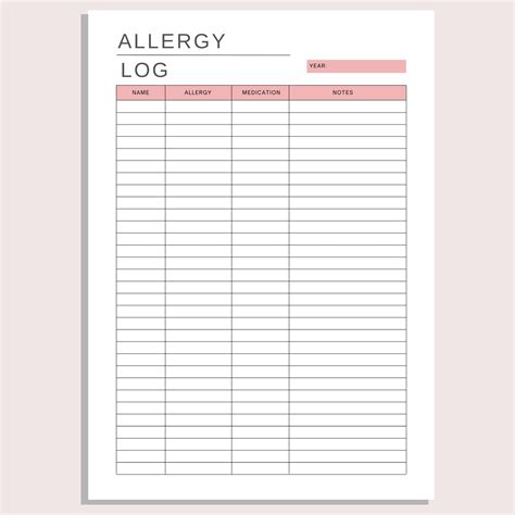 Free Printable Med Allergy Form Printable Forms Free Online