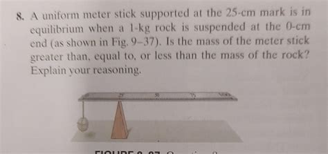 Solved 8 A Uniform Meter Stick Supported At Th