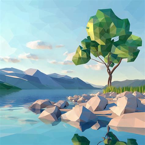 poly landscape wallpaper geometric nature  poly art