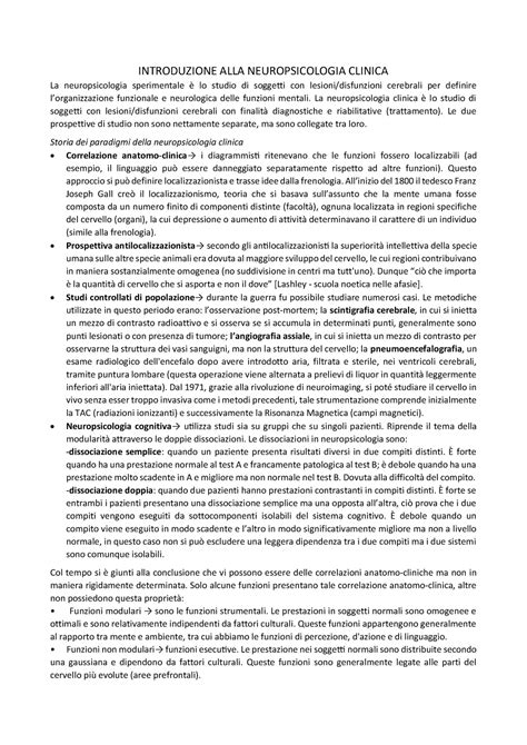 Introduzione Alla Neuropsicologia Clinica Introduzione Alla