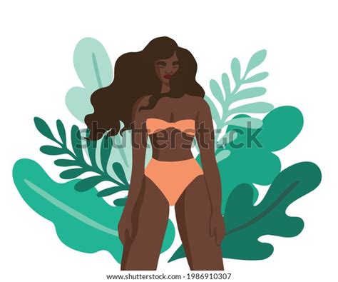 Beautiful Woman Bikini On Floral Background Stock Vector Royalty Free Shutterstock