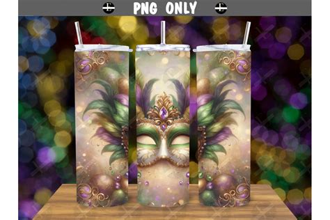 Mardi Gras Tumbler Wraps Purple Mask Png Graphic By