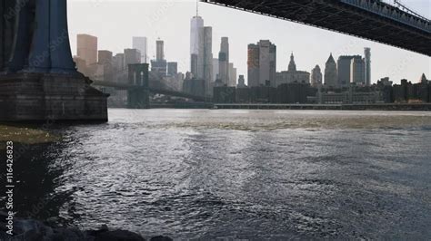 Manhattan and Brooklyn bridge. Manhattan skyline on background. Stock ...