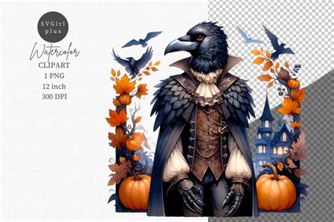 Halloween clipart, Raven clipart, Autumn clipart