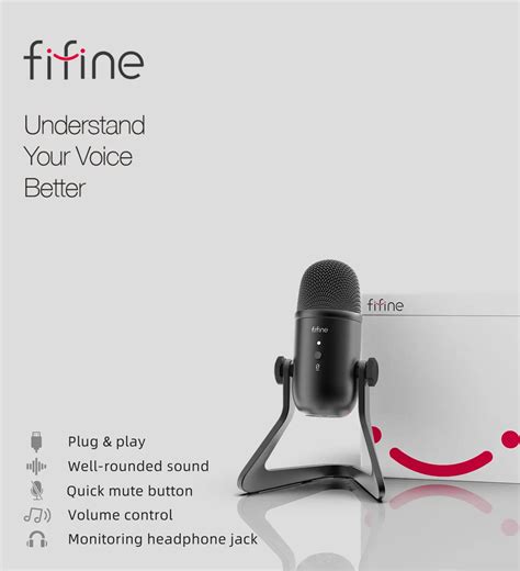 FIFINE USB professional microphone for PC Mic headphone output&