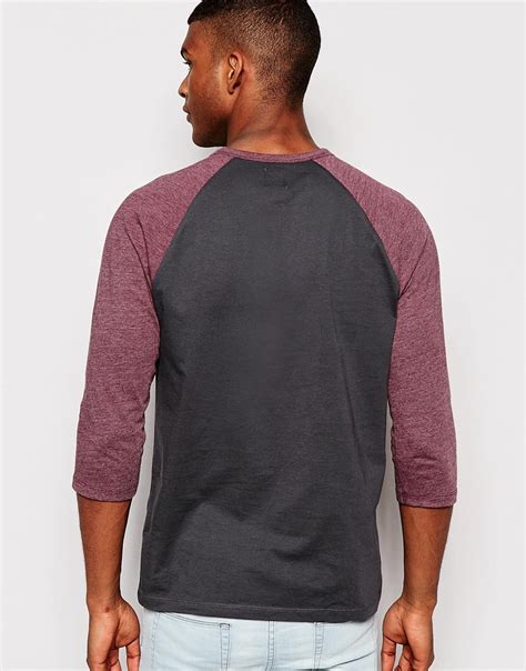 Lyst Asos 3 4 Sleeve T Shirt With Contrast Raglan Sleeves In Gray For Men