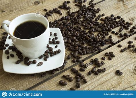 Cup Of Coffee And Cake On Wooden Table Stock Image Image Of Beverage