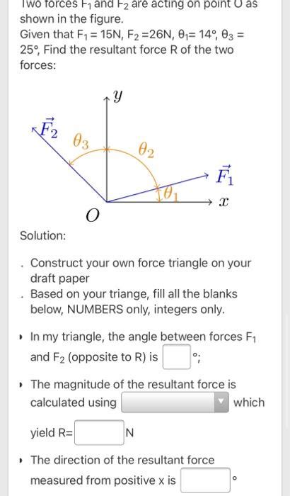 Solved Two Forces Fi And F2 Are Acting On Point Oas Shown In Chegg