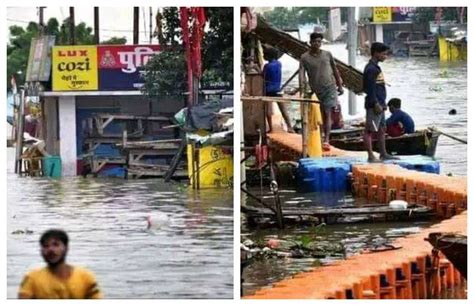 Flood In Prayagraj तस्वीरों में देखें गंगा यमुना का रौद्र रूप बाढ़ के