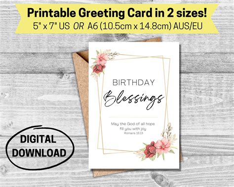 Birthday Printable Card, Christian Verse Card, Bible Verse Printable ...