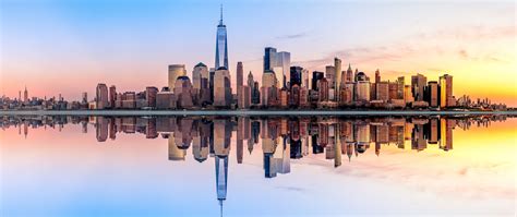 New York City Wallpaper 4K, Panorama, Skyline, Sunset