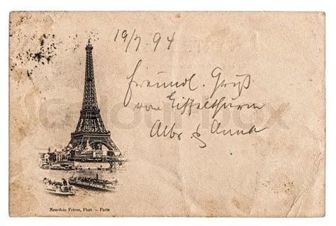 Vintage Postcard With Eiffel Tower In Paris France Stock Image