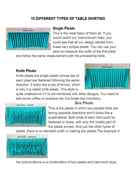 10 Different Types Of Table Skirting Download Free Pdf Knife Clothing
