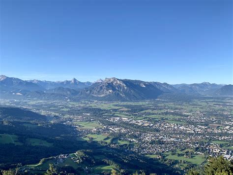 The Top Of Gaisberg Mountain With Salzburg Below And Berchtesgaden