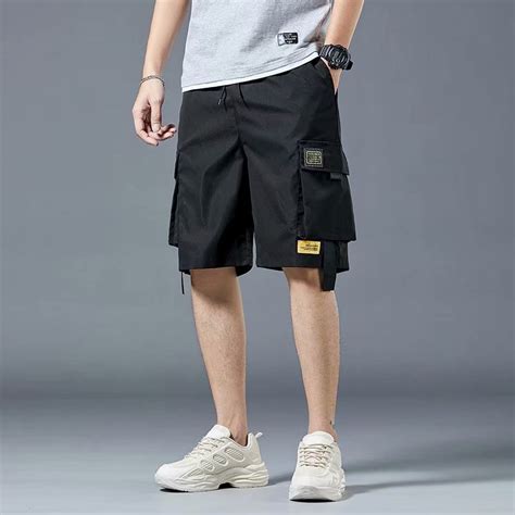 Verão Calça Cargo Bolso Lateral Masculino Solto Shorts De Moda