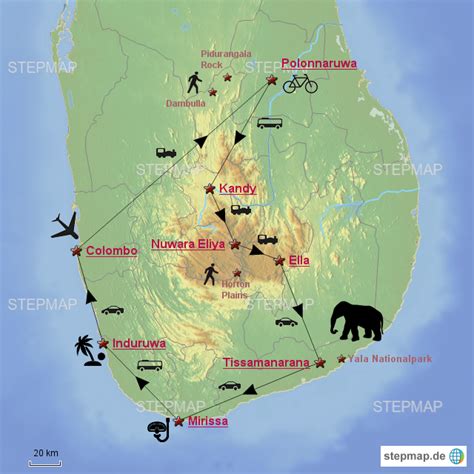 StepMap Rundreise Sri Lanka Landkarte für Asien