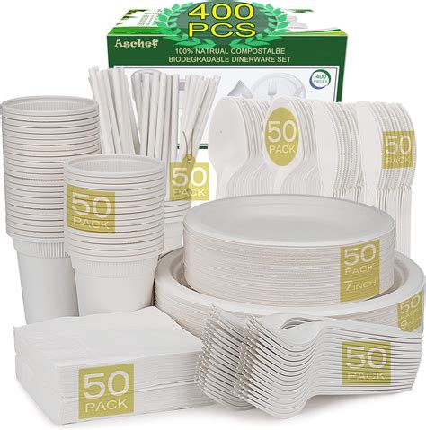 Pcs Eco Friendly Disposable Paper Plates Bulk And Cups Napkins