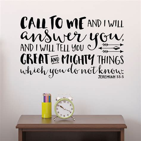 Jeremiah 33v3 Vinyl Wall Decal God Call To Me And I Will Answer You