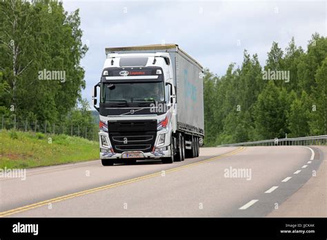 ORIVESI FINLAND JULY 6 2017 Customized White Volvo FH Semi Truck