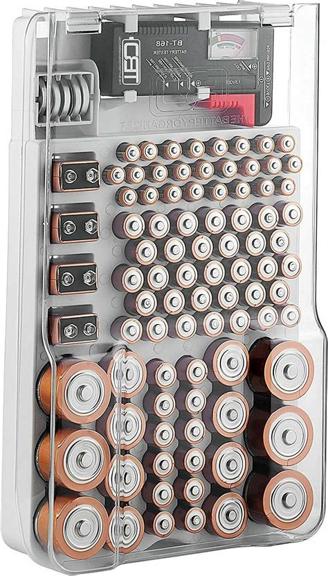 The Battery Organizer Storage Case With Hinged Clear