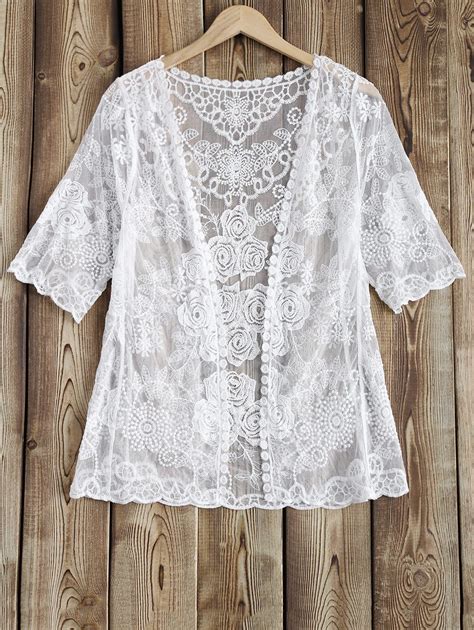 Sheer Lace Cover Up In White Zaful 2024