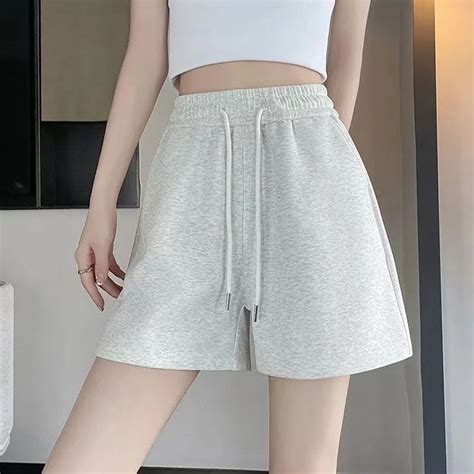 Xpqbb Women S Summer Loose Shorts Korean Grey Black High Waist Baggy