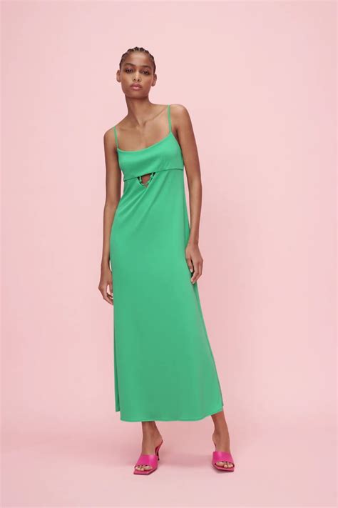 For A Pop Of Green Cut Out Maxi Dress Best Maxi Dresses From Zara