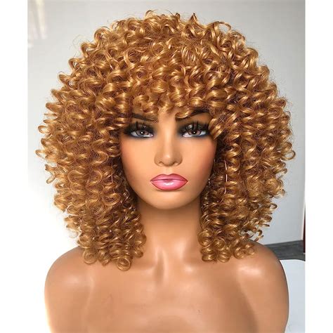 Mo Finance Prettiest Afro Curly Wigs With Bangs For Black Women