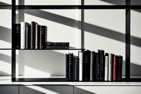 Minimalist Black and White Bookshelf Design | Premium AI-generated image