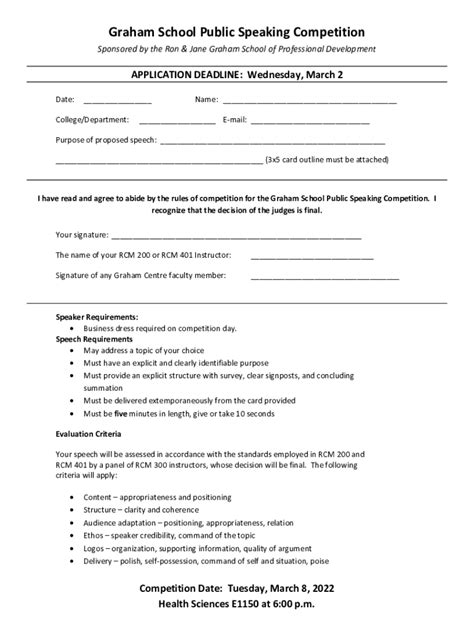 Fillable Online Engineering Usask Graham Public Speaking Competition