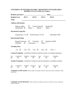 Fillable Online FORM Resident As Teacher Eval By Faculty Doc Fax