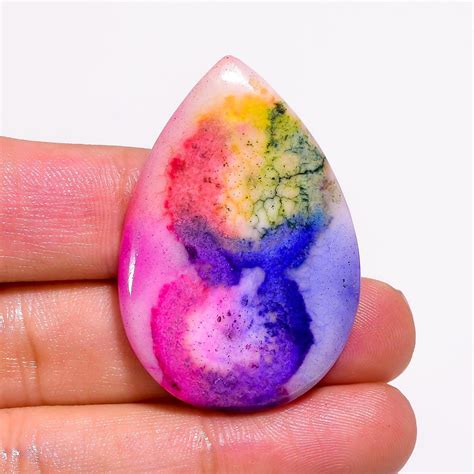 Ct Rainbow Solar Quartz Pear Shape Cabochon Loose Gemstone Natural