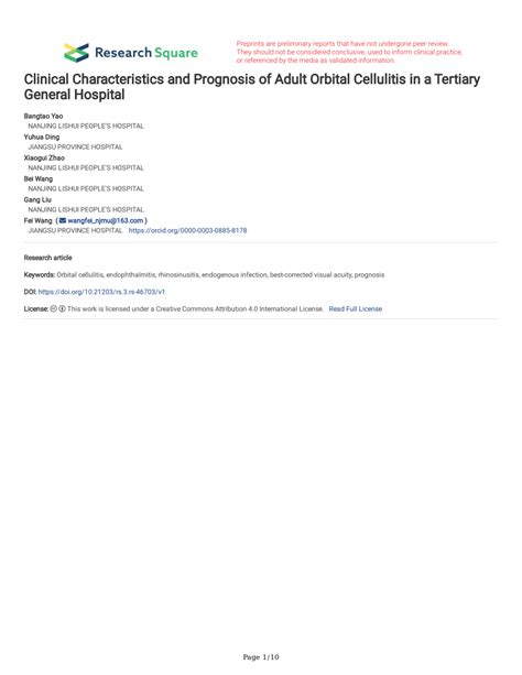 PDF Clinical Characteristics And Prognosis Of Adult Orbital